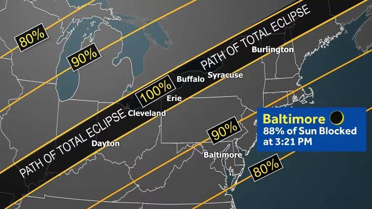 eclipse en maryland 2024: what time will it start and the best way to see the total solar eclipse