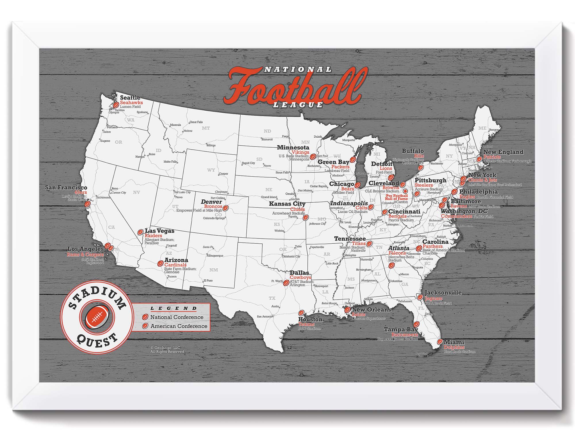 Where are all the NFL teams? (Check this easy to read usa map with nfl teams!)